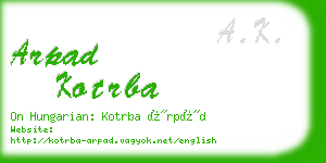 arpad kotrba business card